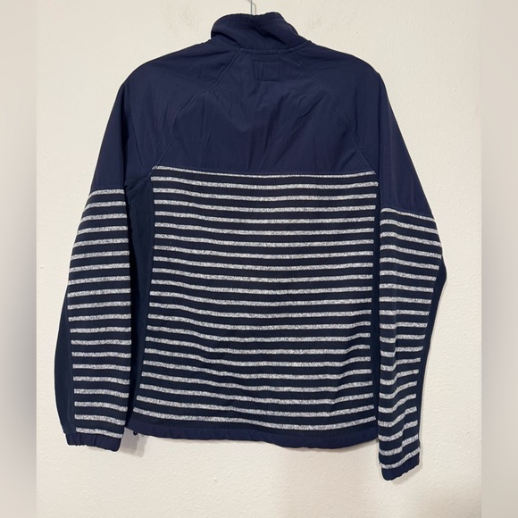 J Crew Nordic fleece blue grey stripe full zip jacket size XS - Picture 3 of 9
